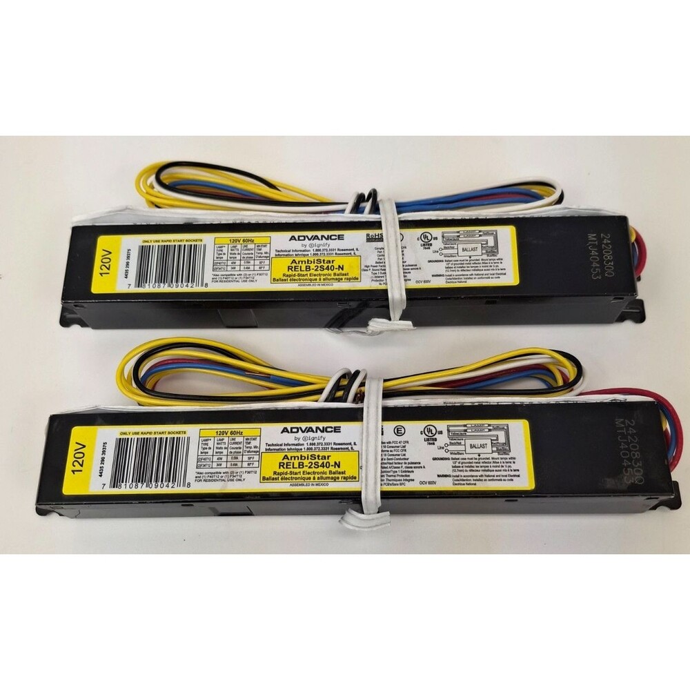 Lot of 2 Philips Advance AmbiStar RELB-2S40-N Electronic Ballast 120V New